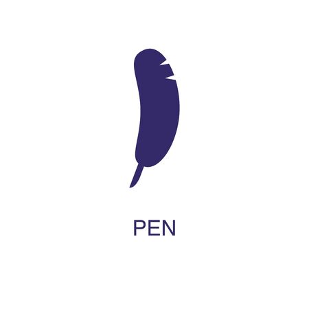 Pen element in flat simple style on white background. Pen icon, with text name concept templateのイラスト素材
