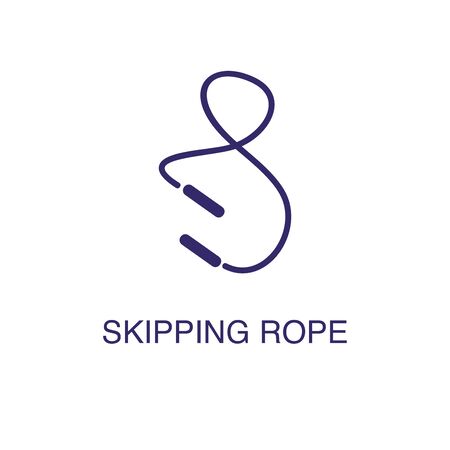 Skipping rope element in flat simple style on white background. Skipping rope icon, with text name concept templateのイラスト素材