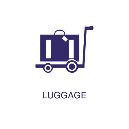 Luggage element in flat simple style on white background. Luggage icon, with text name concept templateのイラスト素材