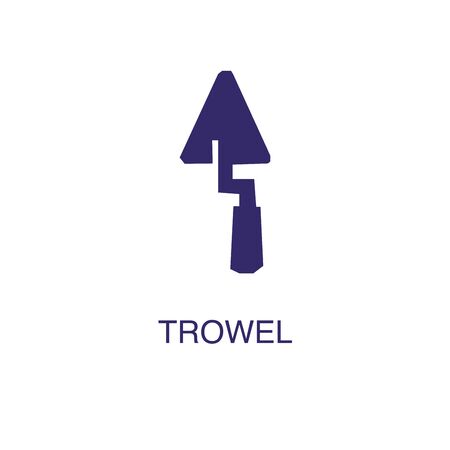 Trowel element in flat simple style on white background. Trowel icon, with text name concept templateのイラスト素材