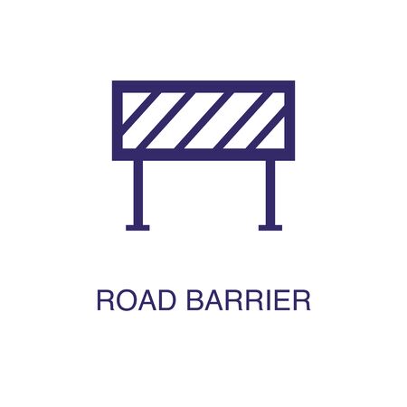 Road barrier element in flat simple style on white background. Road barrier icon, with text name concept templateのイラスト素材