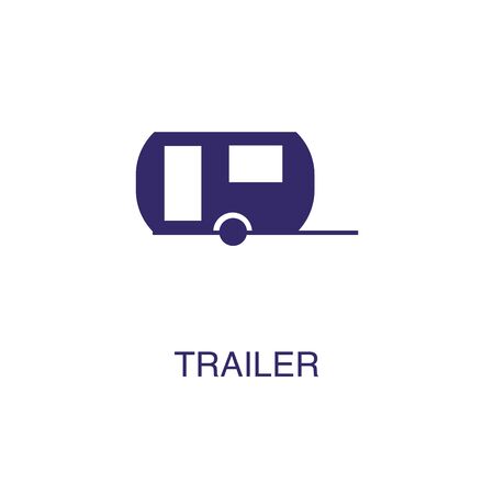 Trailer element in flat simple style on white background. Trailer icon, with text name concept templateのイラスト素材