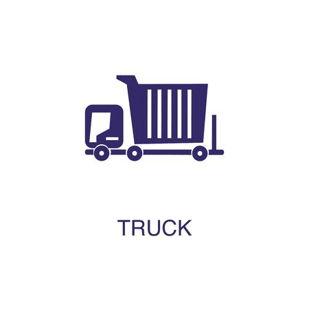 Truck element in flat simple style on white background. Truck icon, with text name concept templateのイラスト素材