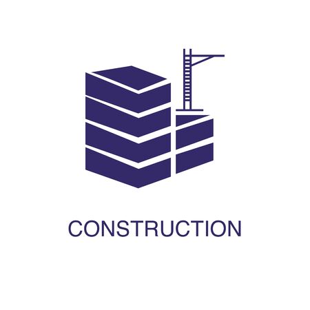 Construction element in flat simple style on white background. Construction icon, with text name concept templateのイラスト素材