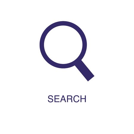Search element in flat simple style on white background. Search icon, with text name concept templateのイラスト素材