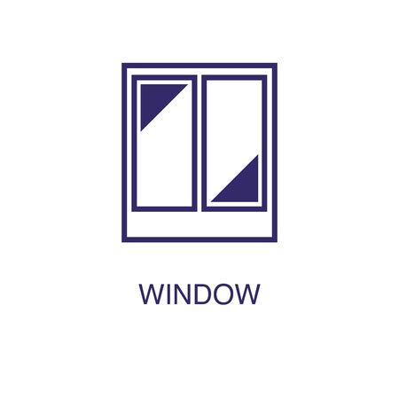 Window element in flat simple style on white background. Window icon, with text name concept templateのイラスト素材