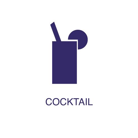 Cocktail element in flat simple style on white background. Cocktail icon, with text name concept templateのイラスト素材