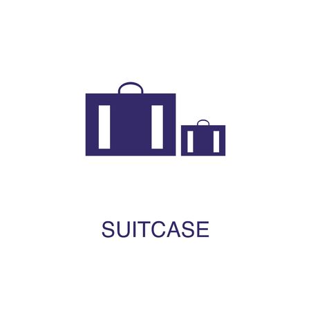 Suitcase element in flat simple style on white background. Suitcase icon, with text name concept templateのイラスト素材