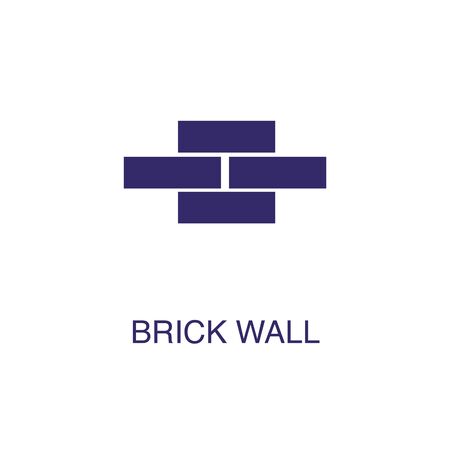 Brick wall element in flat simple style on white background. Brick wall icon, with text name concept templateのイラスト素材