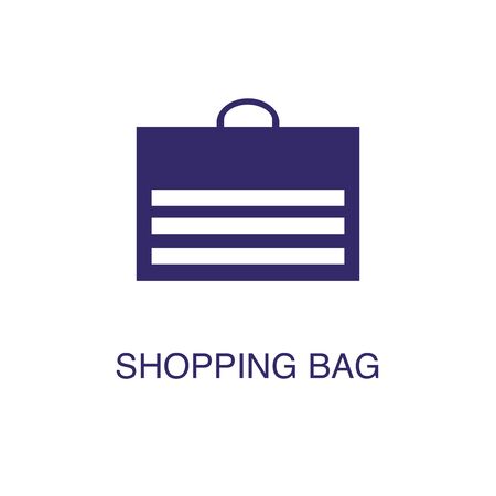 Shopping bag element in flat simple style on white background. Shopping bag icon, with text name concept templateのイラスト素材