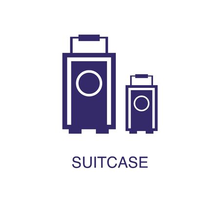 Suitcase element in flat simple style on white background. Suitcase icon, with text name concept templateのイラスト素材