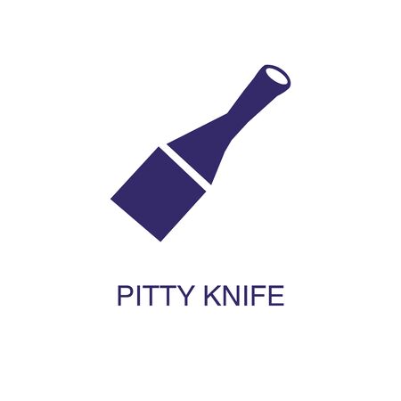 Putty knife element in flat simple style on white background. Putty knife icon, with text name concept templateのイラスト素材