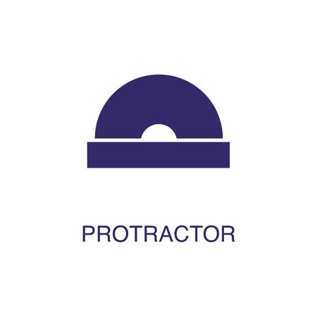 Protractor element in flat simple style on white background. Protractor icon, with text name concept templateのイラスト素材