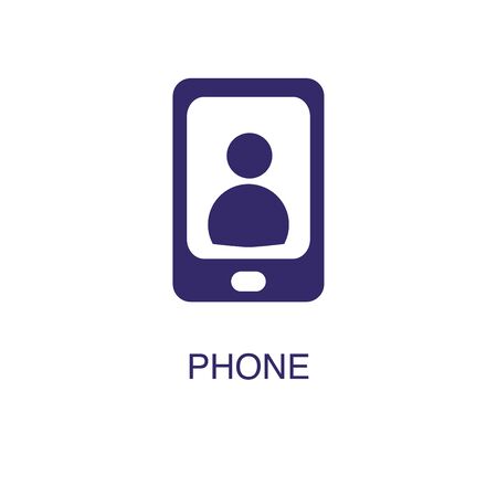 Phone element in flat simple style on white background. Phone icon, with text name concept templateのイラスト素材