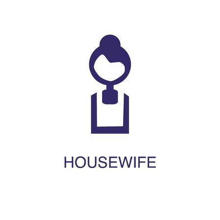 Housewife element in flat simple style on white background. Housewife icon, with text name concept templateのイラスト素材