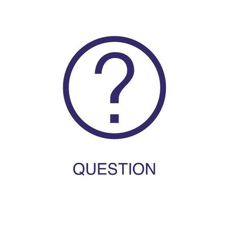 Question element in flat simple style on white background. Question icon, with text name concept templateのイラスト素材