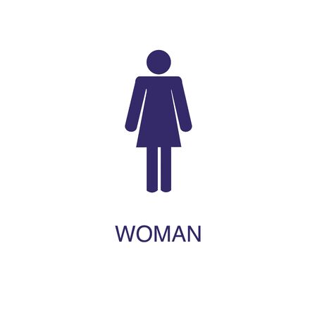 Woman element in flat simple style on white background. Woman icon, with text name concept templateのイラスト素材
