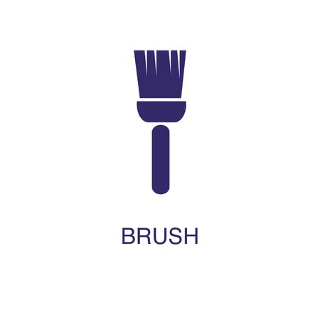 Brush element in flat simple style on white background. Brush icon, with text name concept templateのイラスト素材