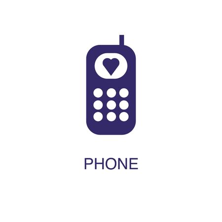 Phone element in flat simple style on white background. Phone icon, with text name concept templateのイラスト素材