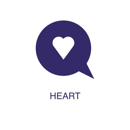 Heart element in flat simple style on white background. Heart icon, with text name concept templateのイラスト素材