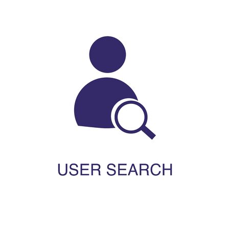 User search element in flat simple style on white background. User search icon, with text name concept templateのイラスト素材