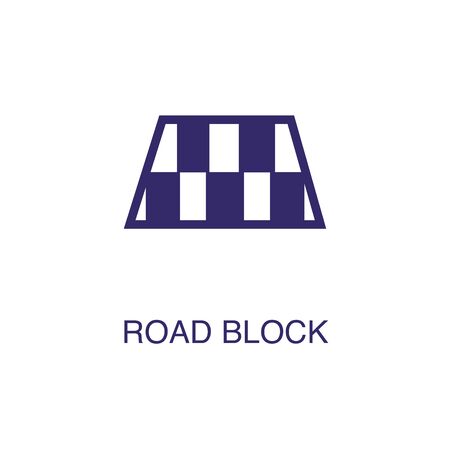 Roadblock element in flat simple style on white background. Roadblock icon, with text name concept templateのイラスト素材