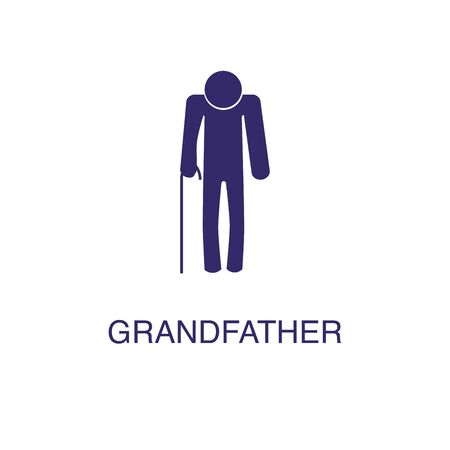 Grandfather element in flat simple style on white background. Grandfather icon, with text name concept templateのイラスト素材