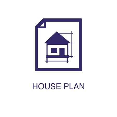 House plan element in flat simple style on white background. House plan icon, with text name concept templateのイラスト素材