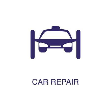 Car repair element in flat simple style on white background. Car repair icon, with text name concept templateのイラスト素材