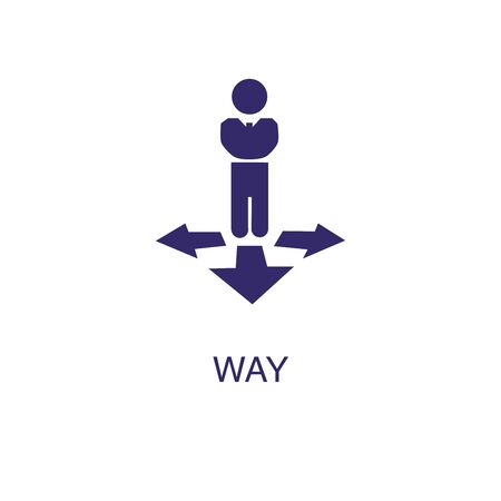 Way element in flat simple style on white background. Way icon, with text name conceptのイラスト素材