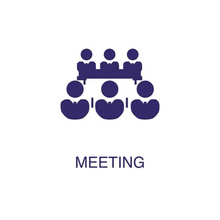 Meeting element in flat simple style on white background. Meeting icon, with text name concept templateのイラスト素材