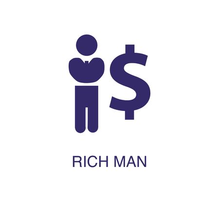 Rich man element in flat simple style on white background. Rich man icon, with text name concept templateのイラスト素材