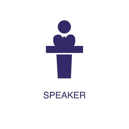 Speaker element in flat simple style on white background. Speaker icon, with text name concept templateのイラスト素材