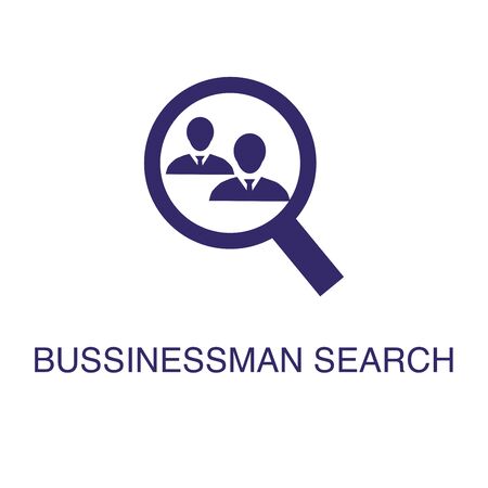 Businessman search element in flat simple style on white background. Businessman search icon, with text name concept templateのイラスト素材