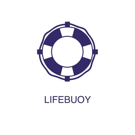 Lifebuoy element in flat simple style on white background. Lifebuoy icon, with text name concept templateのイラスト素材