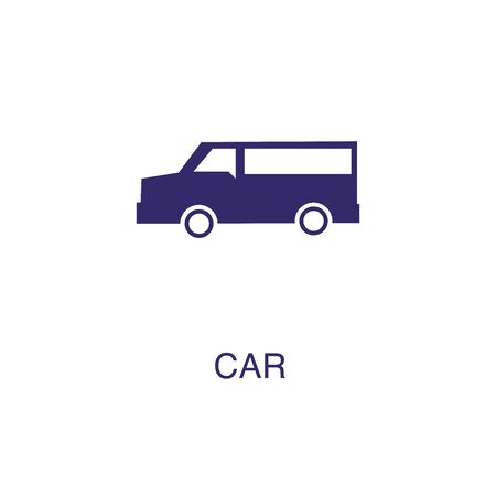 Car element in flat simple style on white background. Car icon, with text name concept templateのイラスト素材