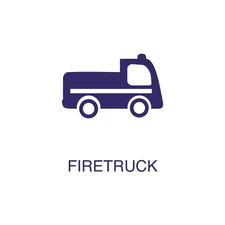Firetruck element in flat simple style on white background. Firetruck icon, with text name concept templateのイラスト素材