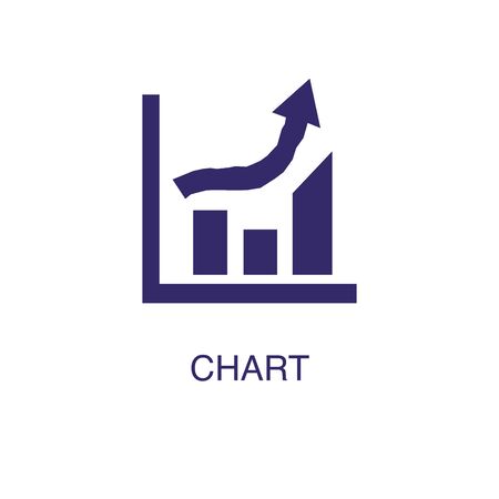 Chart element in flat simple style on white background. Chart icon, with text name concept templateのイラスト素材