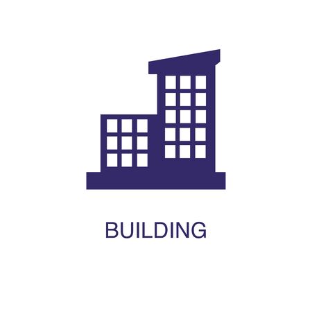 Building element in flat simple style on white background. Building icon, with text name concept templateのイラスト素材