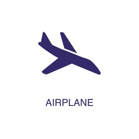 Airplane element in flat simple style on white background. Airplane icon, with text name concept templateのイラスト素材