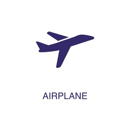 Airplane element in flat simple style on white background. Airplane icon, with text name concept templateのイラスト素材