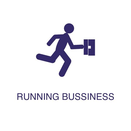 Running businessman element in flat simple style on white background. Running businessman icon, with text name concept templateのイラスト素材