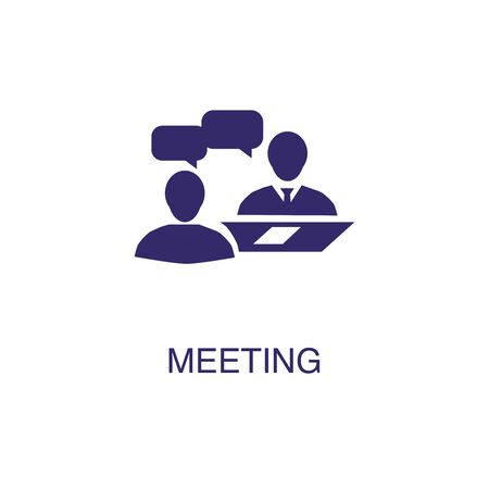 Meeting element in flat simple style on white background. Meeting icon, with text name concept templateのイラスト素材