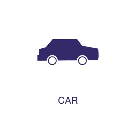 Car element in flat simple style on white background. Car icon, with text name concept templateのイラスト素材