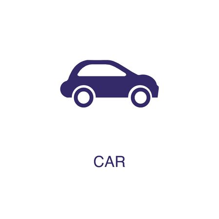 Car element in flat simple style on white background. Car icon, with text name concept templateのイラスト素材