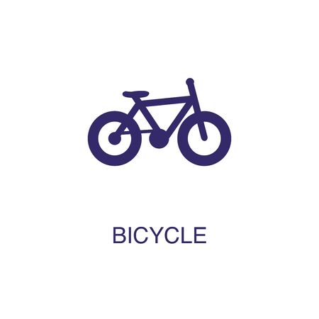 Bicycle element in flat simple style on white background. Bicycle icon, with text name concept templateのイラスト素材