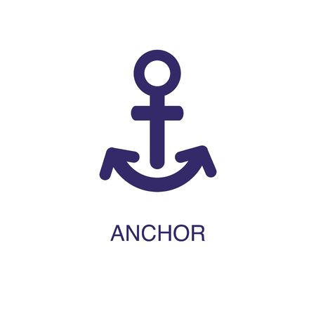 Anchor element in flat simple style on white background. Anchor icon, with text name concept templateのイラスト素材