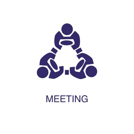 Meeting element in flat simple style on white background. Meeting icon, with text name concept templateのイラスト素材