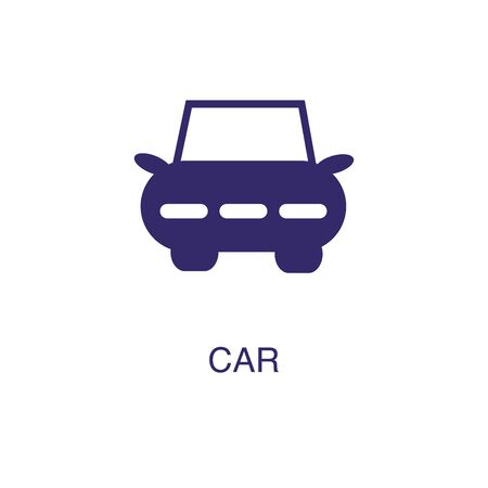 Car element in flat simple style on white background. Car icon, with text name concept templateのイラスト素材