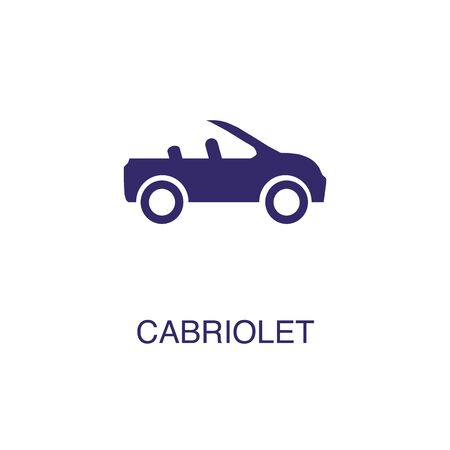 Cabriolet element in flat simple style on white background. Cabriolet icon, with text name concept templateのイラスト素材